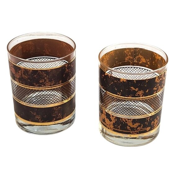 Vintage Georges Briard Double Old Fashioned Glasses Set Of 2 - Picture 1 of 9